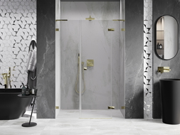 Mexen Lunar L right hinged shower door 120 cm, transparent, gold - 834SL-120-050-50-00-P