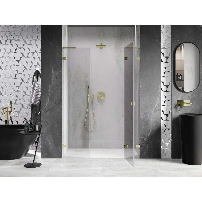 Mexen Lunar L Right Hinged Shower Door 140 cm, Transparent, Gold - 834SL-140-050-50-00-P