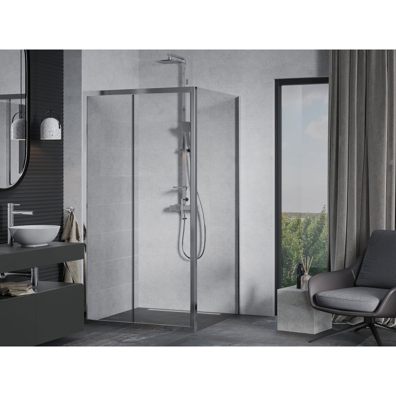 Mexen Apia 100 x 100 cm sliding shower enclosure, transparent, chrome - 840-100-100-01-00