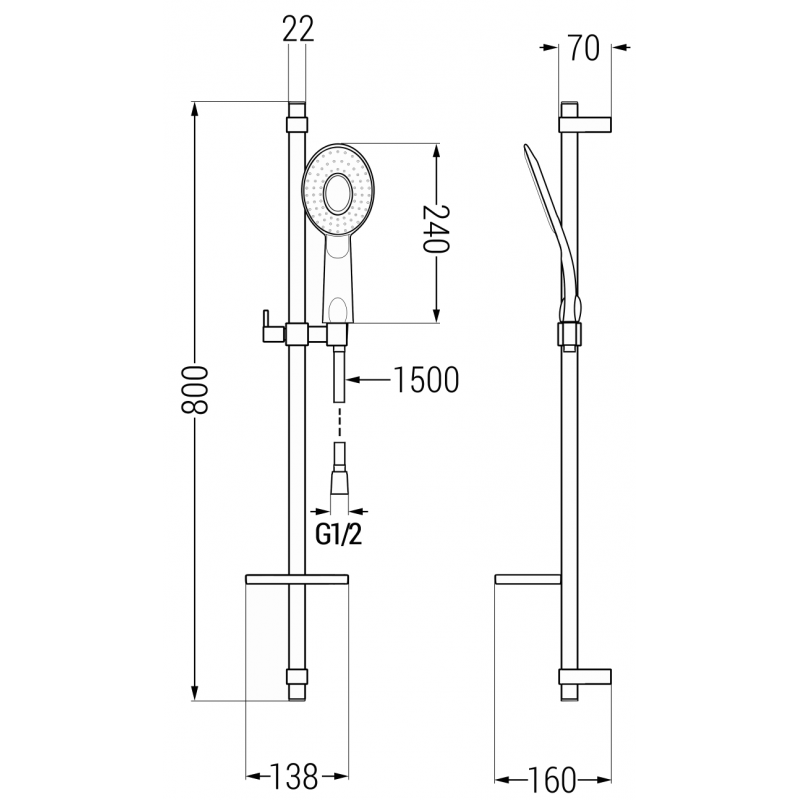 Mexen DQ73 sliding shower set, chrome - 785734581-02