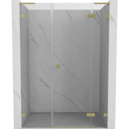 Mexen Lunar L right hinged shower door 145 cm, transparent, brushed gold - 834SL-145-050-55-00-P
