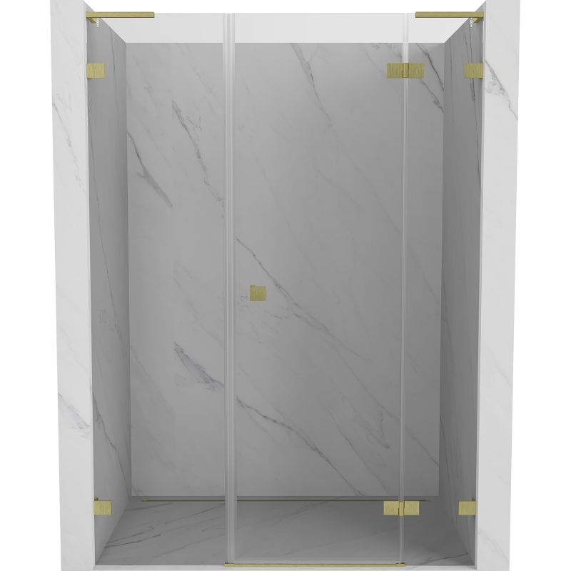 Mexen Lunar L Shower Door Hinged Right 155 cm, Transparent, Brushed Gold - 834SL-155-050-55-00-P