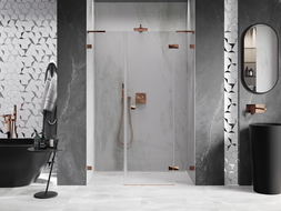 Mexen Lunar L right hinged shower door 120 cm, transparent, rose gold - 834SL-120-050-60-00-P