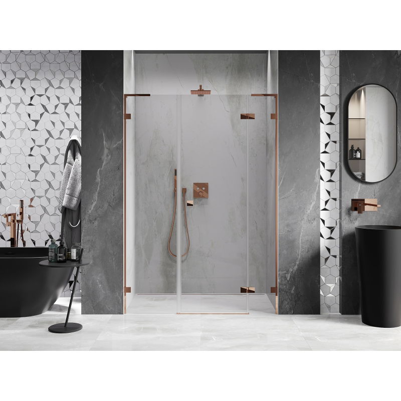 Mexen Lunar L Right-Hinged Shower Door 145 cm, Transparent, Rose Gold - 834SL-145-050-60-00-P