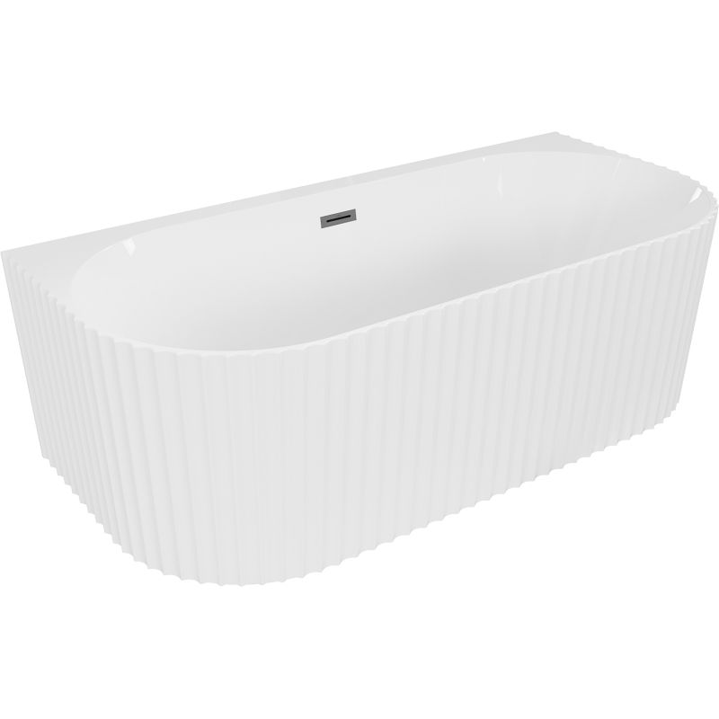 Mexen Sella freestanding wall-mounted bathtub 170 x 80 cm, matte white, gun metal overflow - 52711708000-95