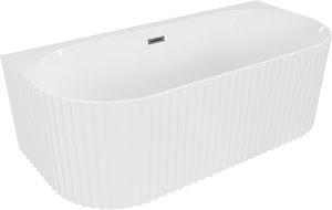 Mexen Sella freestanding wall-adjacent fluted bathtub 170 x 80 cm, white gloss, gun metal overflow - 52711708000-95
