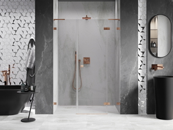 Mexen Lunar L shower door hinged right 120 cm, transparent, brushed copper - 834SL-120-050-65-00-P
