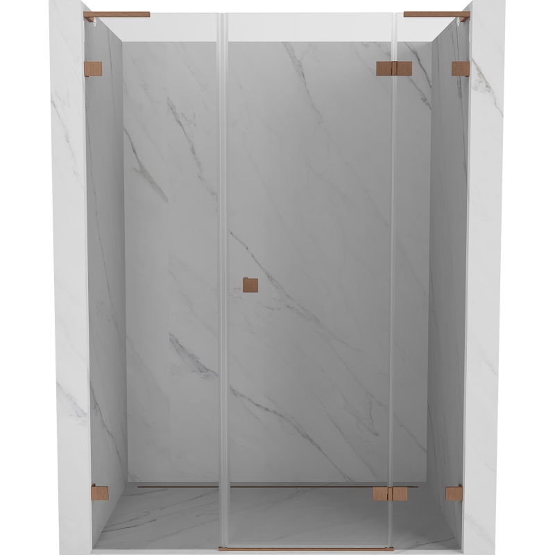 Mexen Lunar L 140 cm Right Hinged Shower Door, Transparent, Brushed Copper - 834SL-140-050-65-00-P