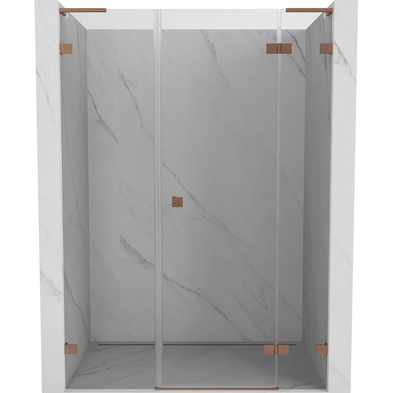 Mexen Lunar L right hinged shower door 155 cm, transparent, brushed copper - 834SL-155-050-65-00-P