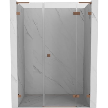 Mexen Lunar L right hinged shower door 155 cm, transparent, brushed copper - 834SL-155-050-65-00-P