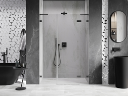 Mexen Lunar L right hinged shower door 120 cm, transparent, brushed gun gray - 834SL-120-050-66-00-P