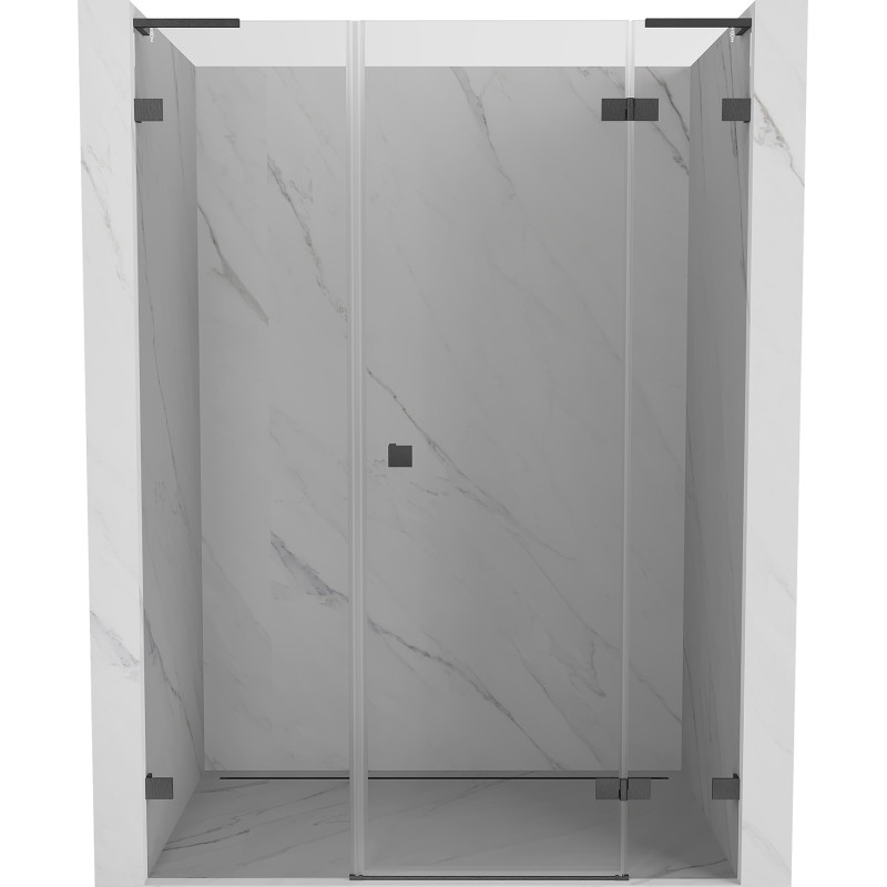 Mexen Lunar L right hinging shower door, 140 cm, transparent, brushed gun gray - 834SL-140-050-66-00-P