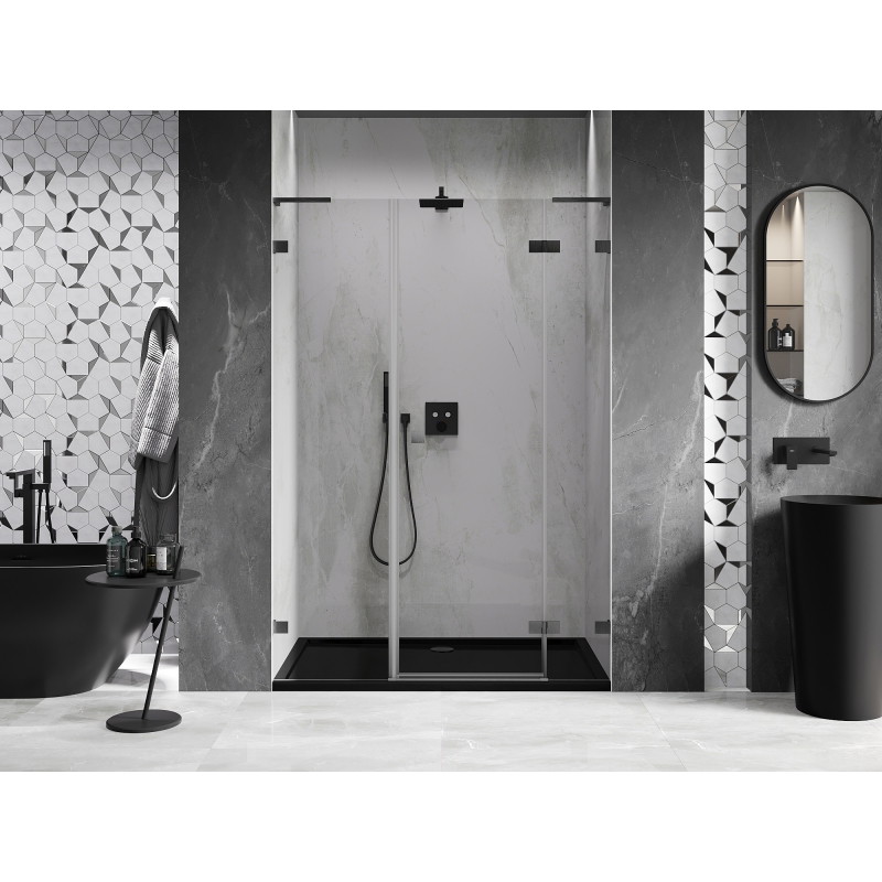 Mexen Lunar L right hinging shower door, 140 cm, transparent, brushed gun gray - 834SL-140-050-66-00-P