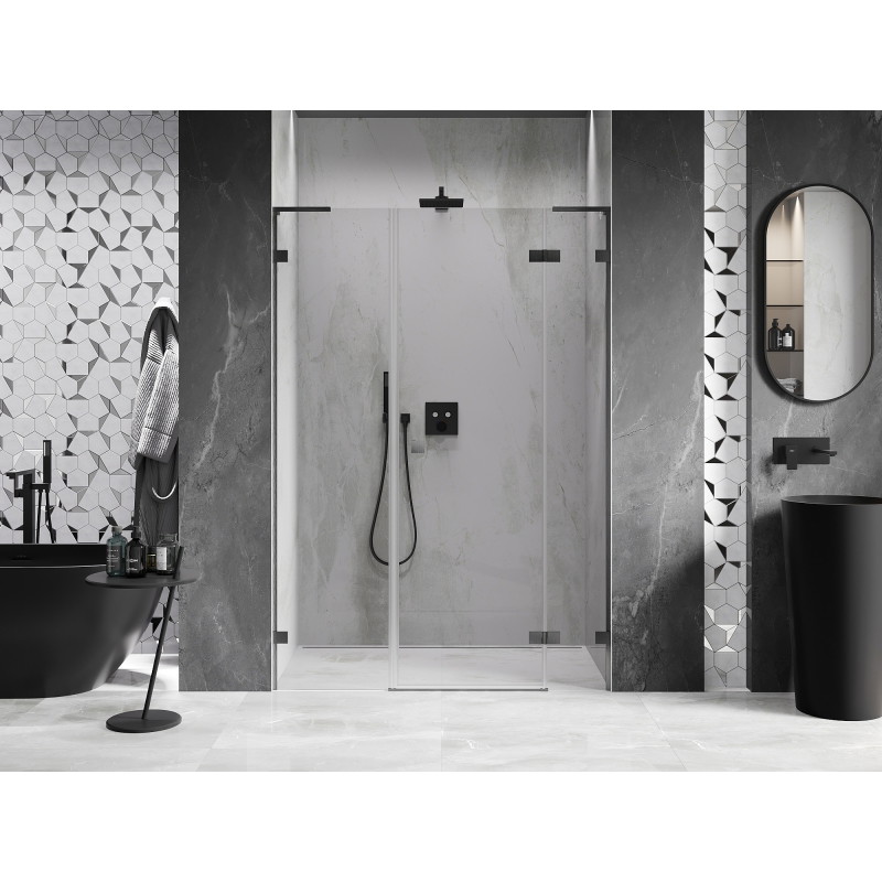 Mexen Lunar L right hinging shower door, 140 cm, transparent, brushed gun gray - 834SL-140-050-66-00-P