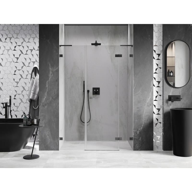 Mexen Lunar L right hinging shower door, 140 cm, transparent, brushed gun gray - 834SL-140-050-66-00-P