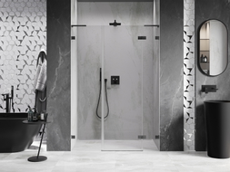 Mexen Lunar L right hinging shower door, 140 cm, transparent, brushed gun gray - 834SL-140-050-66-00-P