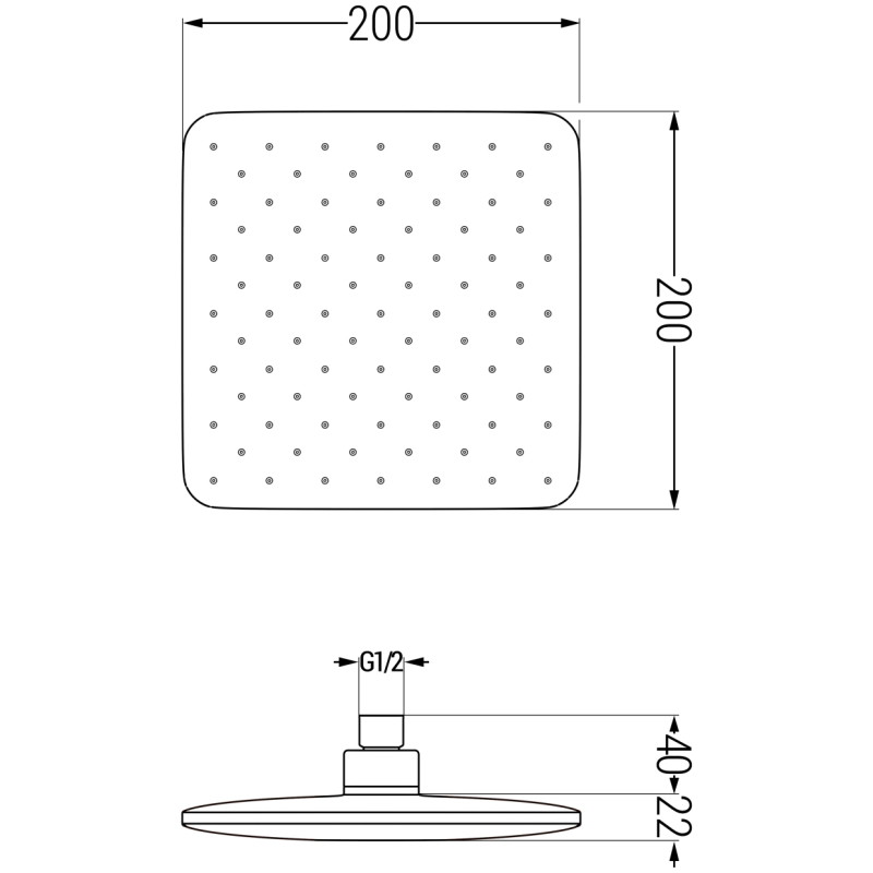Mexen D-62 shower head 20x20 cm, brushed gun gray - 79762-66