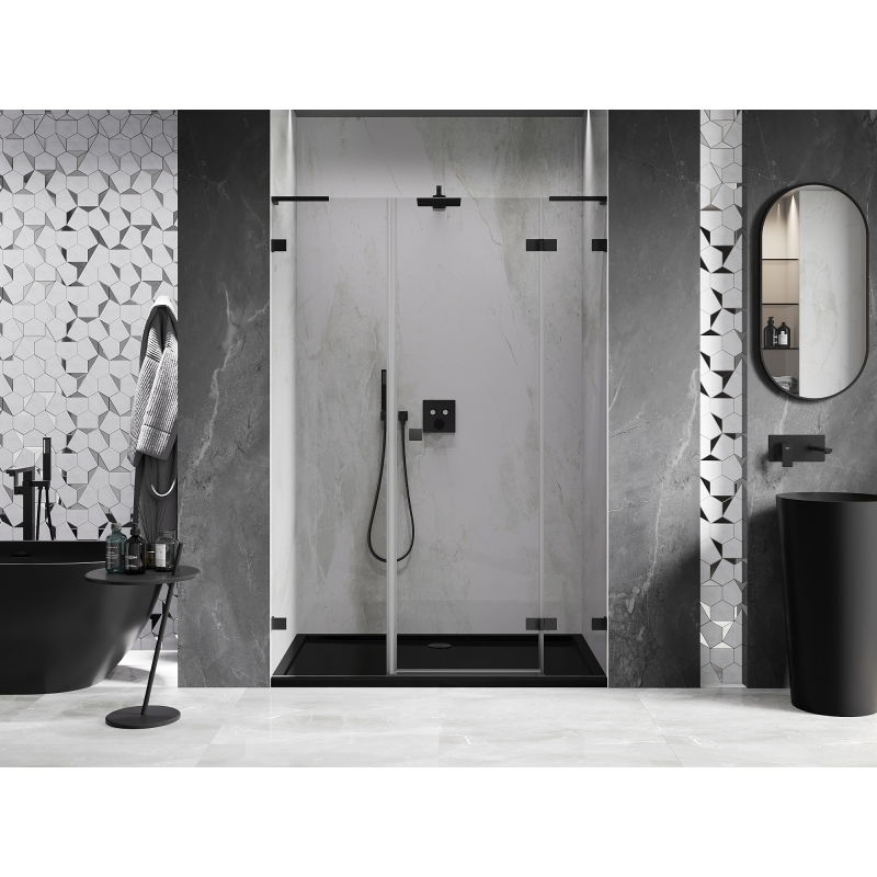 Mexen Lunar L right-hinged shower door 155 cm, transparent, black - 834SL-155-050-70-00-P