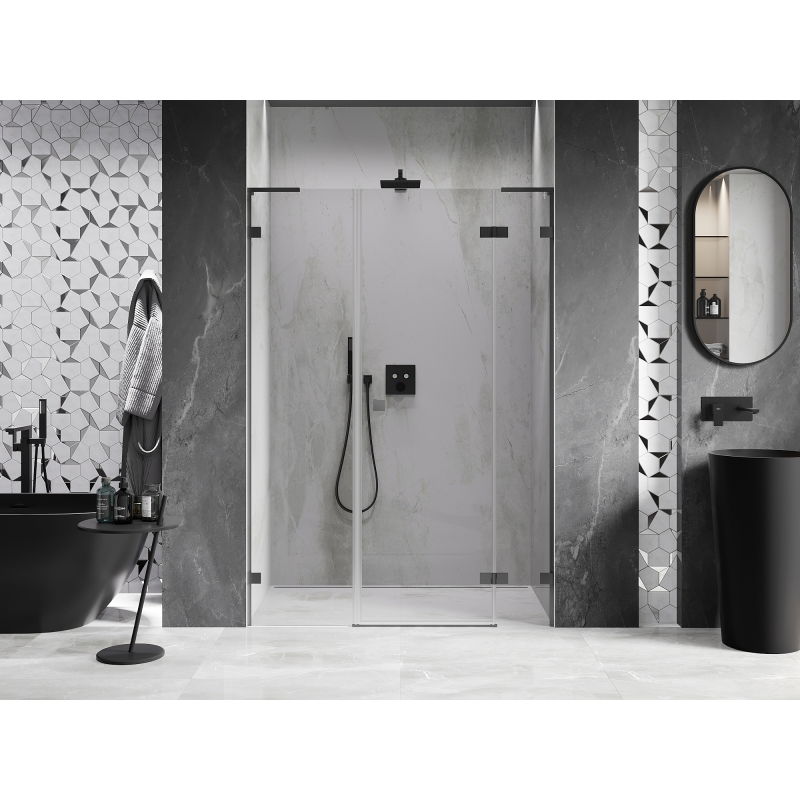 Mexen Lunar L Right Hinged Shower Door 145 cm, Transparent, Gun Metal - 834SL-145-050-95-00-P