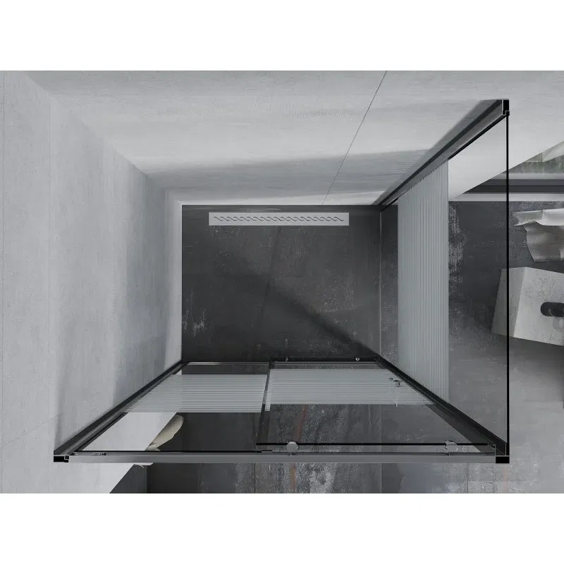 Mexen Apia sliding shower cabin 135 x 80 cm, white stripes, chrome - 840-135-080-01-20