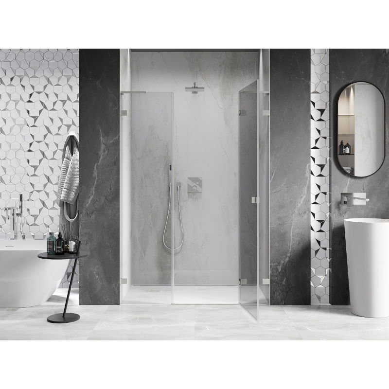Mexen Lunar L Right Swing Shower Door 130 cm, Transparent, Brushed Nickel - 834SL-130-050-97-00-P