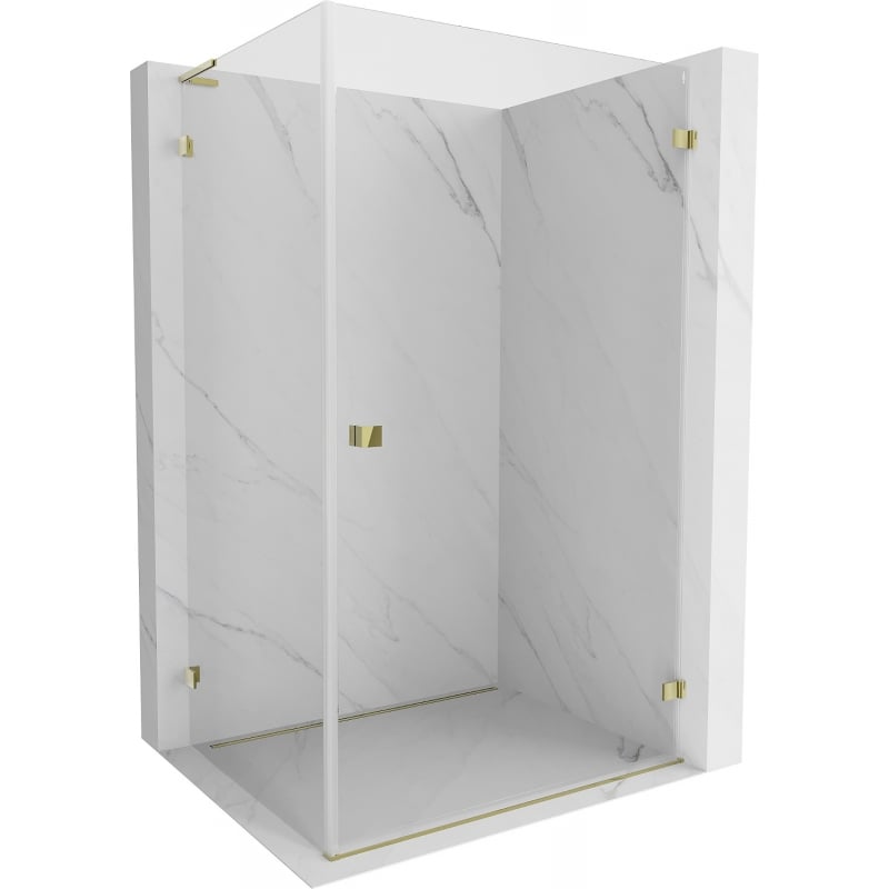 Mexen Lunar-B L shower enclosure, right hinged 75 x 70 cm, transparent, gold - 832L-075-070-50-00-P