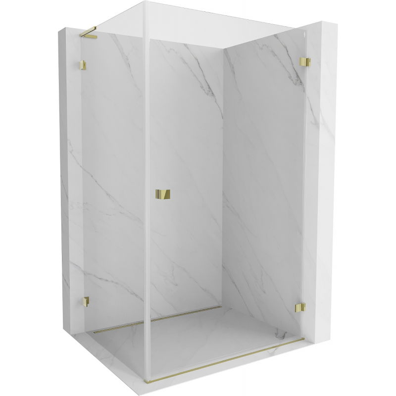 Mexen Lunar-B L Right Hinged Shower Enclosure 95 x 80 cm, Transparent, Gold - 832L-095-080-50-00-P