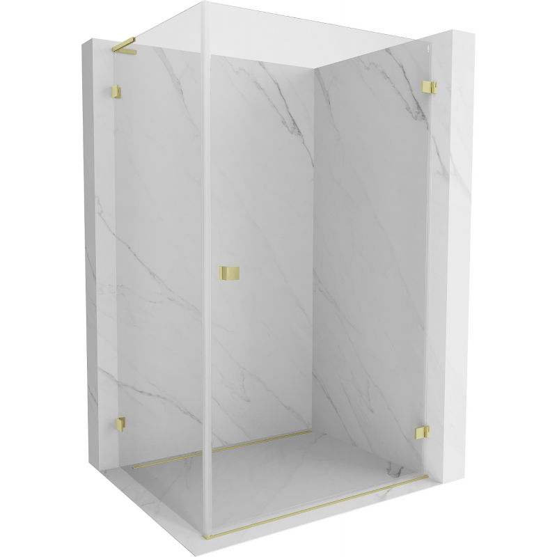 Mexen Lunar-B L right-hinged shower enclosure 75 x 70 cm, transparent, brushed gold - 832L-075-070-55-00-P