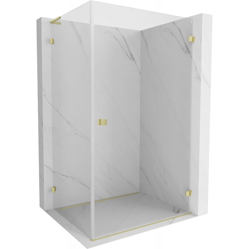 Mexen Lunar-B L Right Swing Shower Enclosure 95 x 70 cm, Transparent, Brushed Gold - 832L-095-070-55-00-P