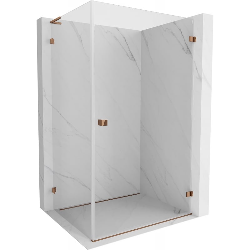Mexen Lunar-B L shower enclosure, hinged right 100 x 90 cm, transparent, rose gold - 832L-100-090-60-00-P