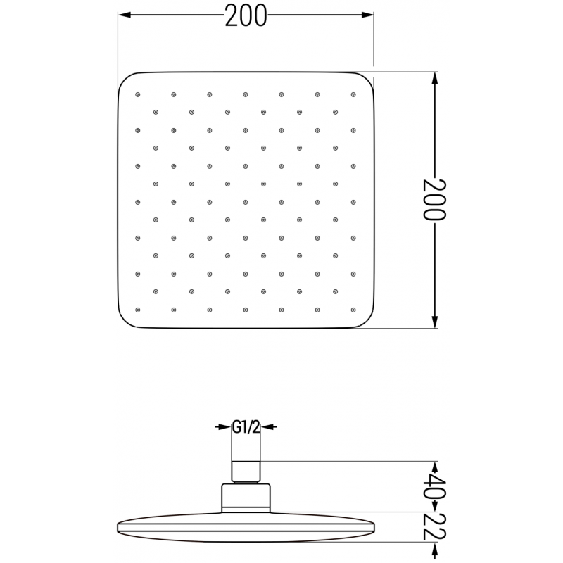 Mexen D-62 shower head 20x20 cm, black - 79762-70