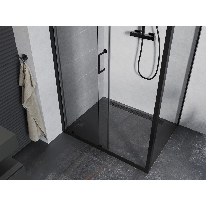 Mexen Apia sliding shower cabin 135 x 100 cm, transparent, black - 840-135-100-70-00