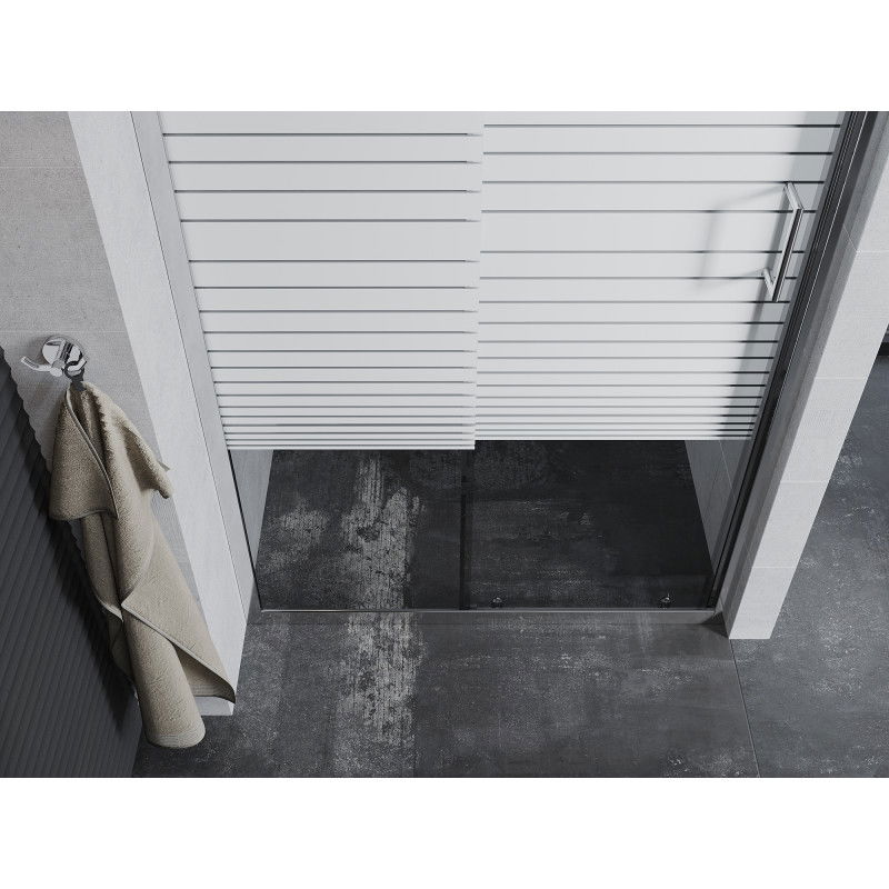Mexen Apia sliding shower door 150 cm, stripes, chrome - 845-150-000-01-20