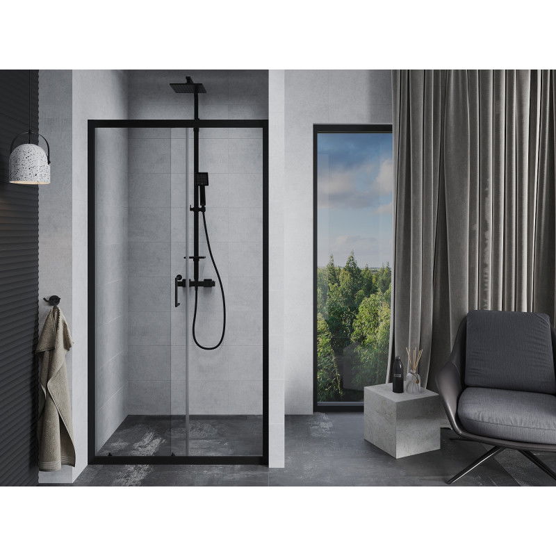 Mexen Apia sliding shower doors 145 cm, transparent, black - 845-145-000-70-00