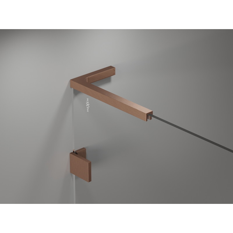 Mexen Lunar L bathtub screen 2-wing left 100 x 150 cm, transparent, brushed copper - 897L-100-100-65-00-L