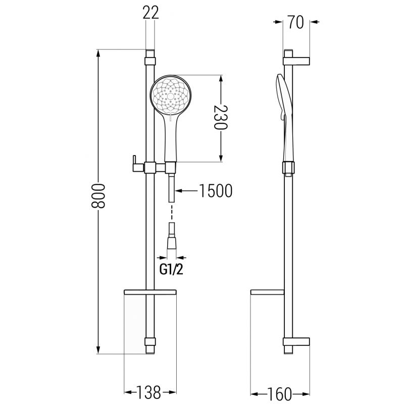 Mexen DQ74 adjustable black shower set - 785744581-70