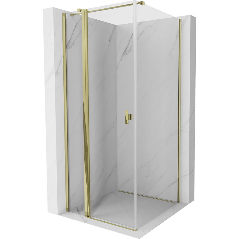 Mexen Mist T shower enclosure with hinged door 100 x 100 cm, transparent, gold - 8A4T-100-100-50-00