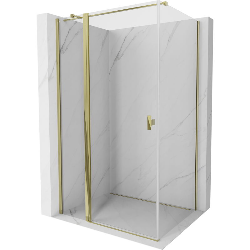 Mexen Mist T 120 x 110 cm pivot shower cabin, transparent, gold - 8A4T-120-110-50-00