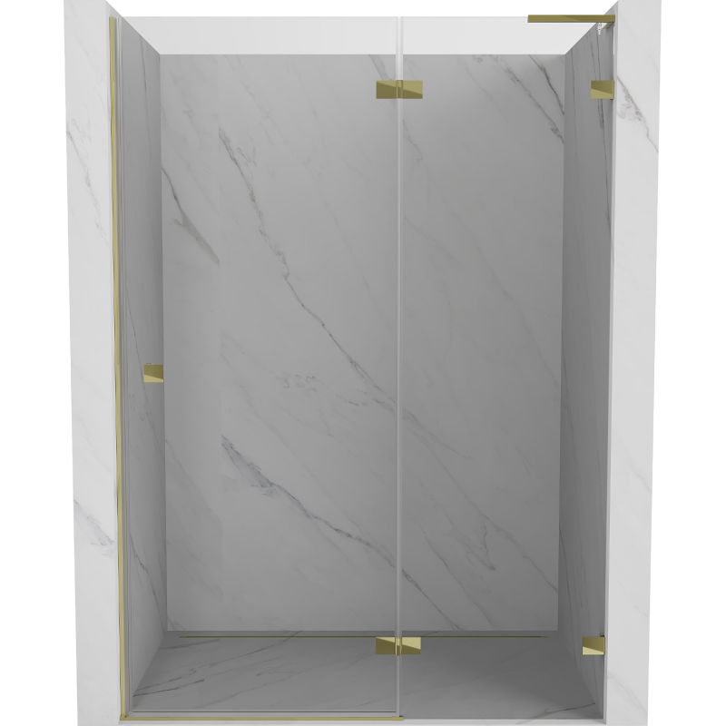 Mexen Lunar L right-handed shower door 135 cm, transparent, gold - 834L-135-000-50-00-P