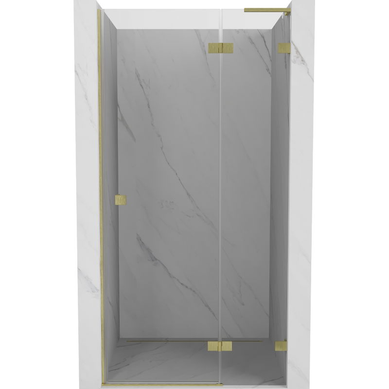 Mexen Lunar L 75 cm right-hinged shower door, transparent, brushed gold - 834L-075-000-55-00-P