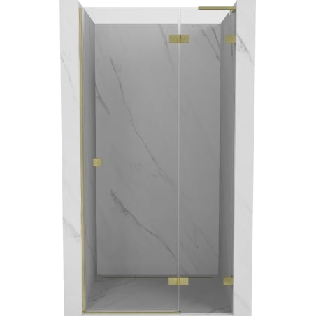 Mexen Lunar L right-hand hinged shower door 90 cm, transparent, brushed gold - 834L-090-000-55-00-P