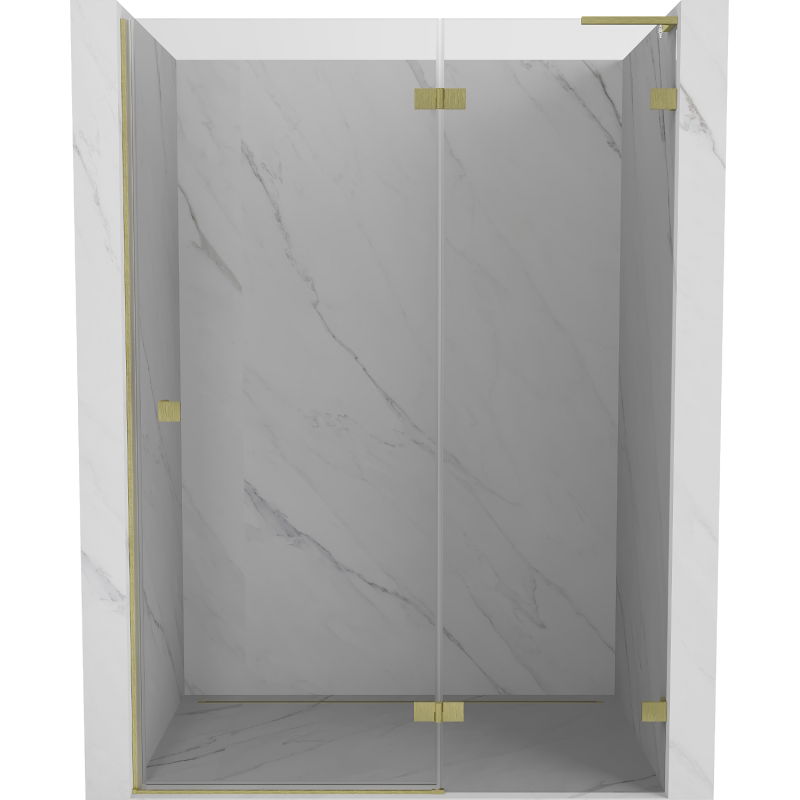 Mexen Lunar L right-hand hinged shower door 130 cm, transparent, brushed gold - 834L-130-000-55-00-P