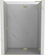 Mexen Lunar L right-hand hinged shower door 130 cm, transparent, brushed gold - 834L-130-000-55-00-P