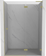 Mexen Lunar L Right Hinged Shower Door 130 cm, Transparent, Brushed Gold - 834L-130-000-55-00-P
