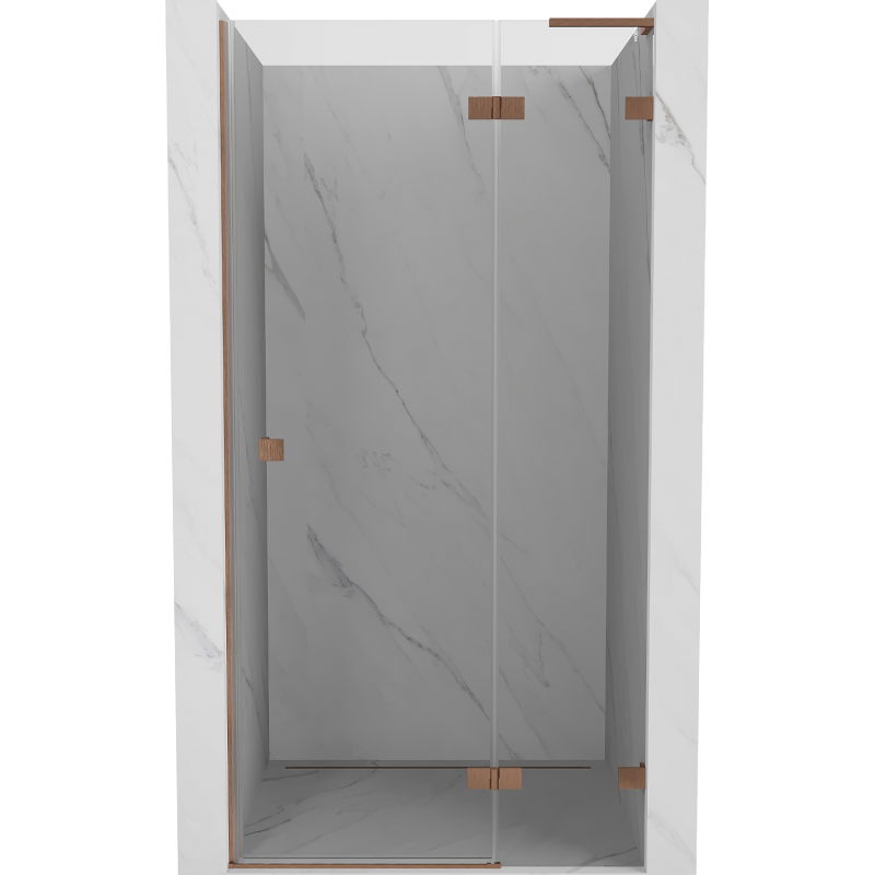 Mexen Lunar L shower door right hinged 80 cm, transparent, brushed copper - 834L-080-000-65-00-P