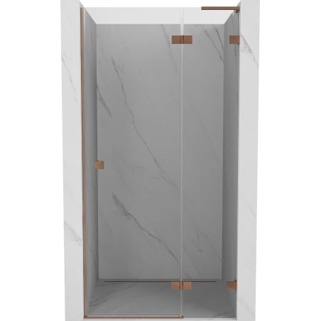 Mexen Lunar L 120 cm Right-Hinged Shower Door, Transparent, Brushed Copper - 834L-120-000-65-00-P