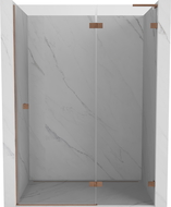 Mexen Lunar L right hinged shower door 130 cm, transparent, brushed copper - 834L-130-000-65-00-P