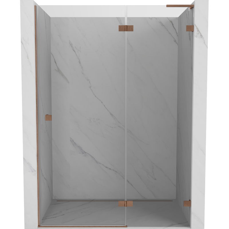 Mexen Lunar L right hinged shower door 135 cm, transparent, brushed copper - 834L-135-000-65-00-P