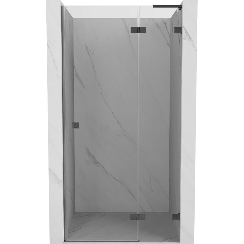 Mexen Lunar L right hinged shower door 115 cm, transparent, gun gray brushed - 834L-115-000-66-00-P