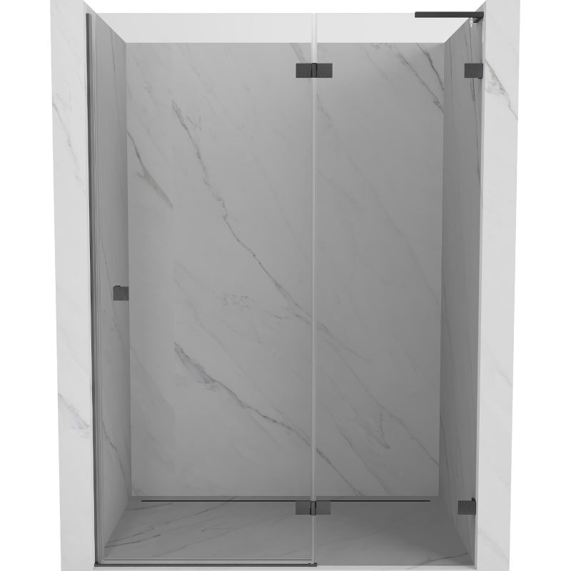 Mexen Lunar L right hinged shower door 130 cm, transparent, gun gray brushed - 834L-130-000-66-00-P